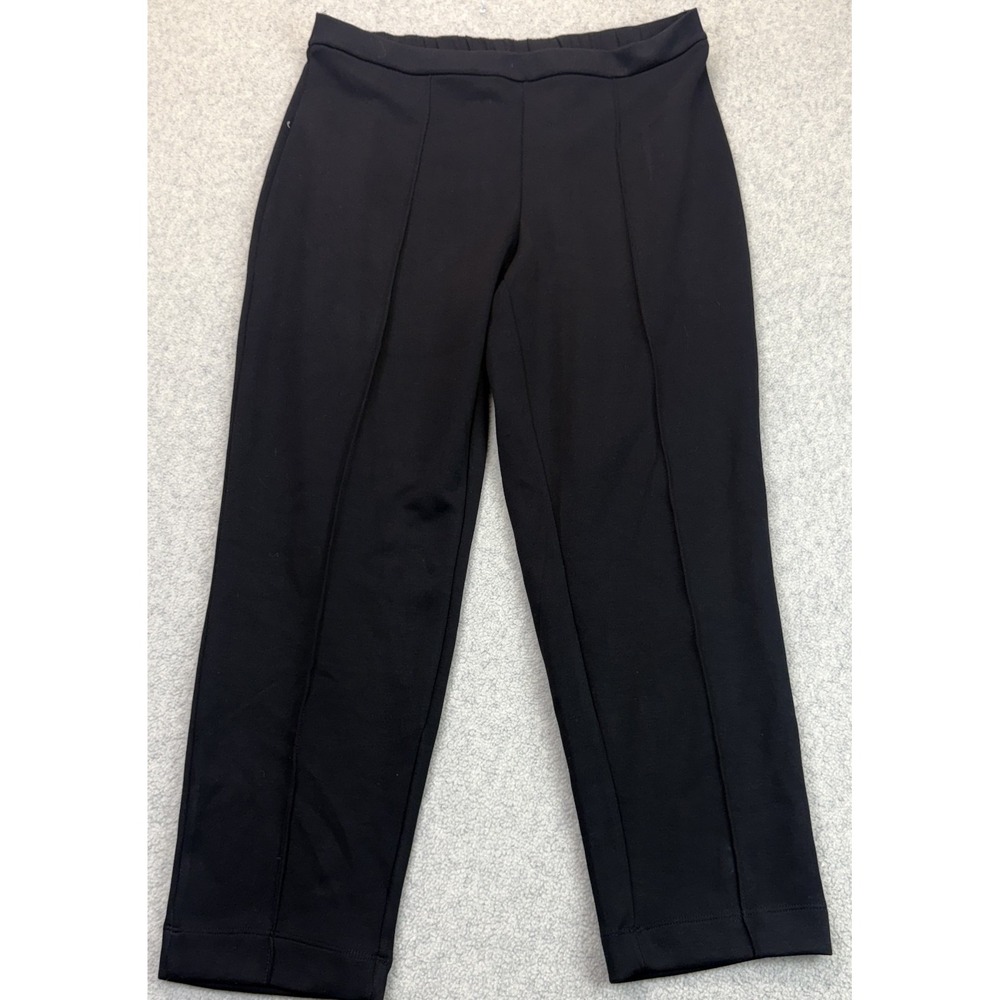 Elie Tahari Womens Ponte Trouser Pants Black Stitched Seam Pull On Formal XL